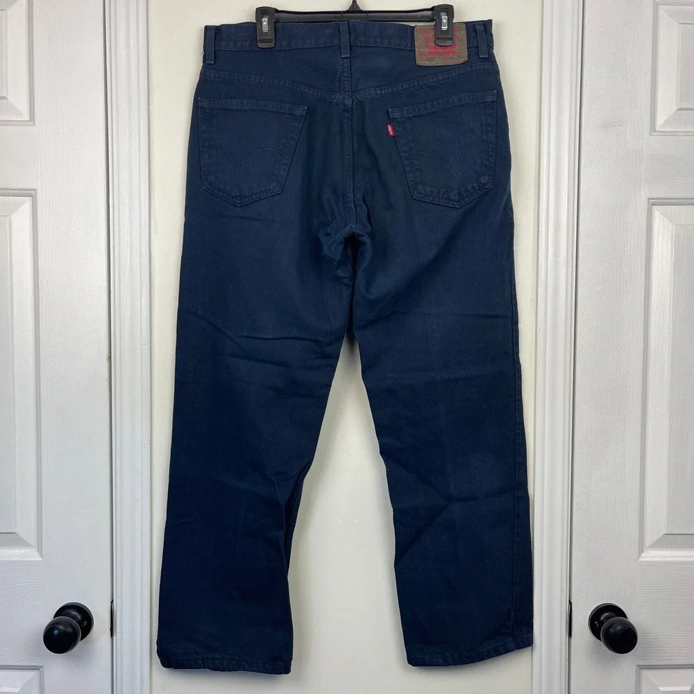 VTG Y2K Levi's 505 Regular Fit‎ 36x30 100% Cotton Dark Wash Denim Blue Jeans Zip
